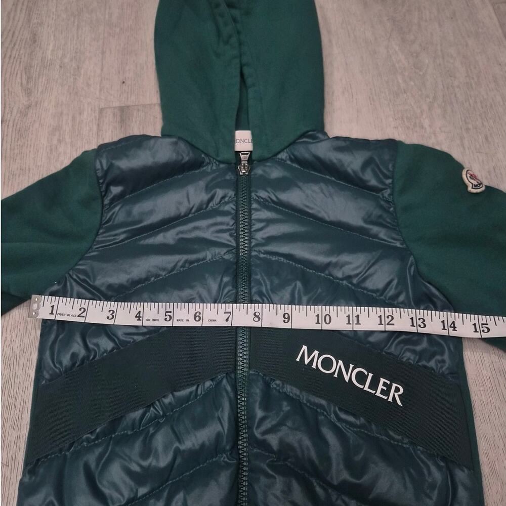 Moncler Forest Green Casual Kids Hooded Jacket With Zipper Closure - Picture 7 of 13